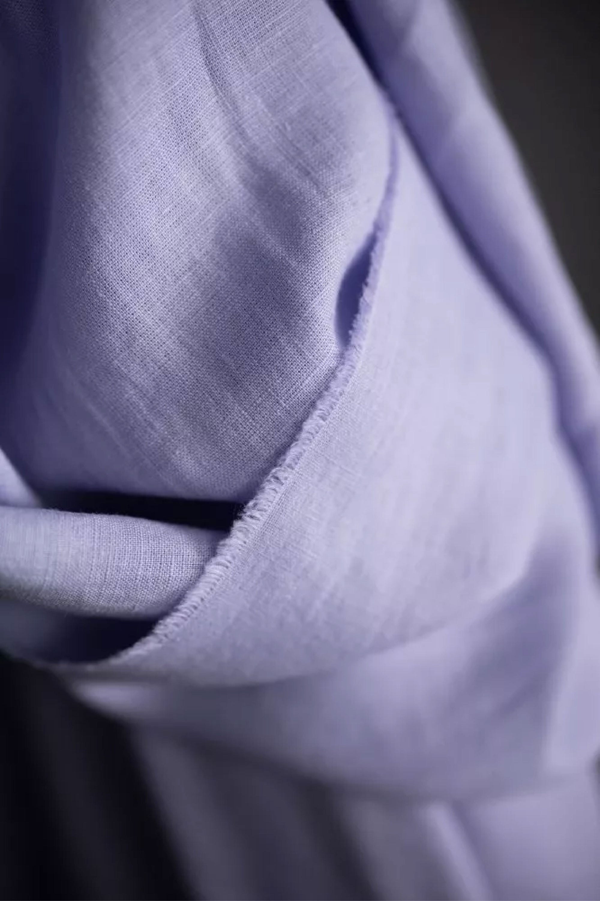 Close up of European laundered linen in soft lilac