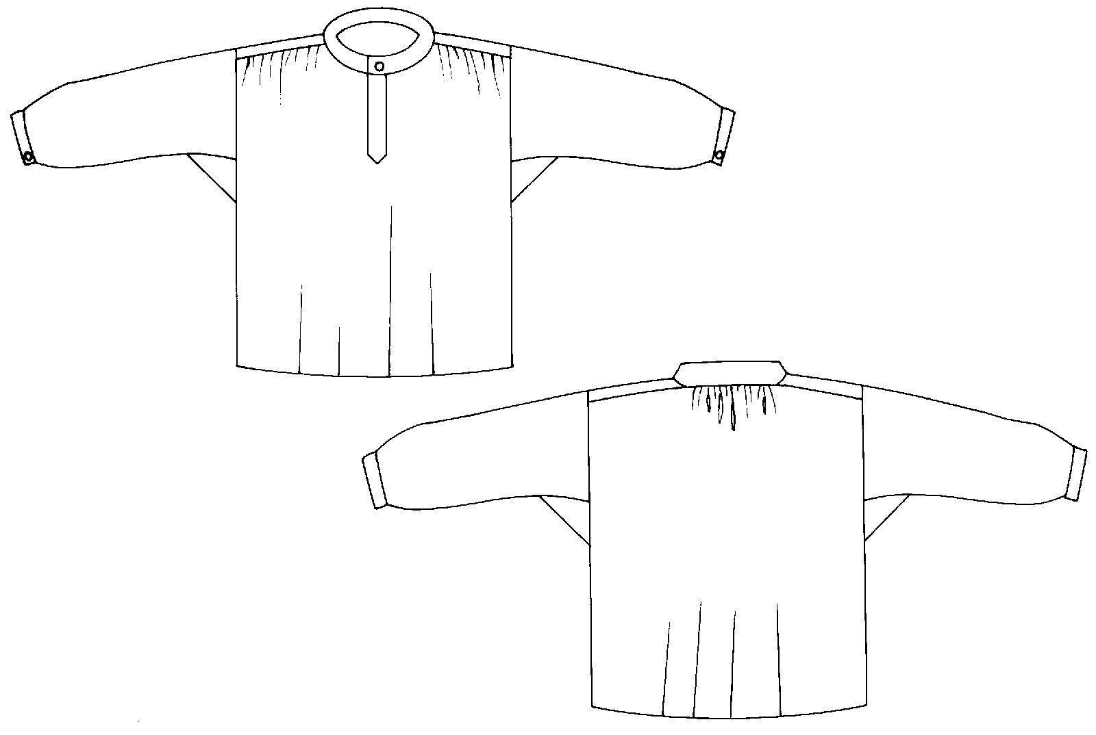 Flat drawings of the French Cheesemakers Smock, front and back