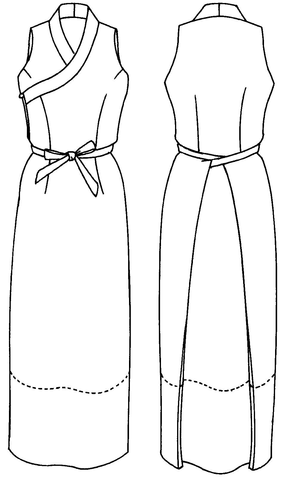 Flat line drawings of front and back views of 131 Tibetan Chupa Jumper.