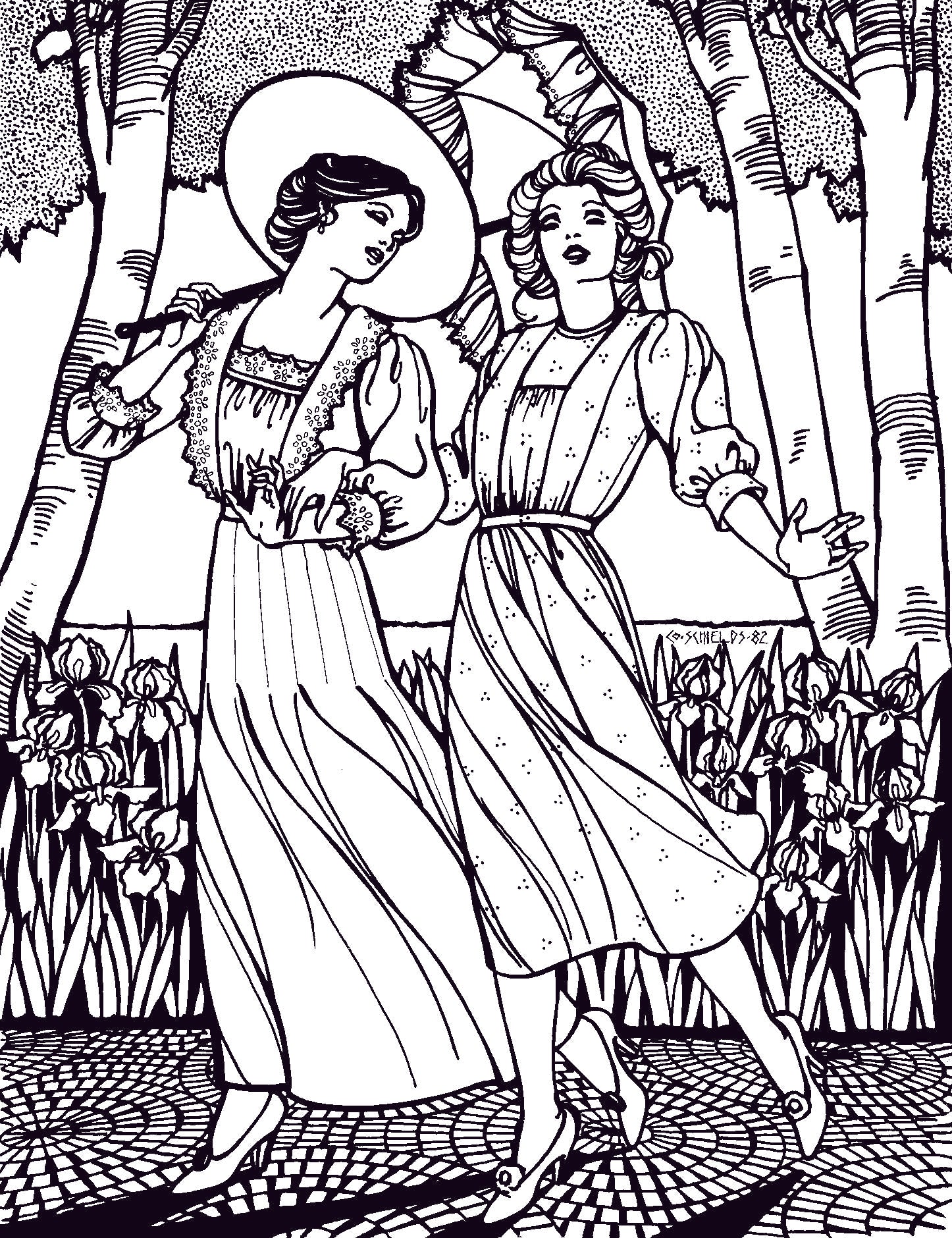 Illustration of the Folkwear 220 Garden Party Dress