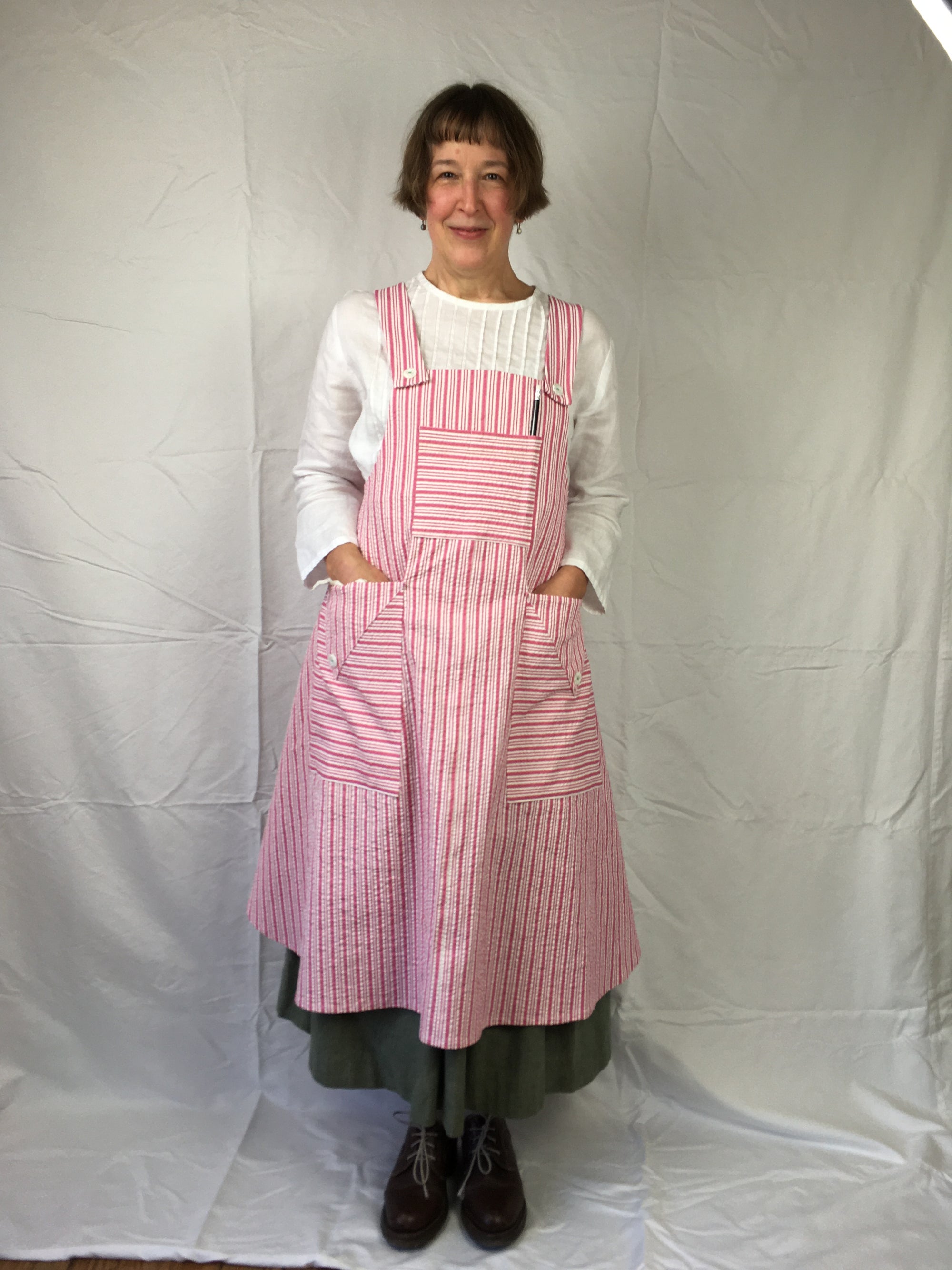 Photo of Cynthia wearing the Cookie Apron