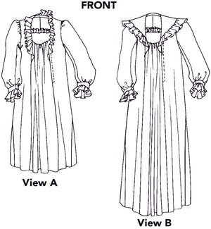 Line drawings of front of both gown views