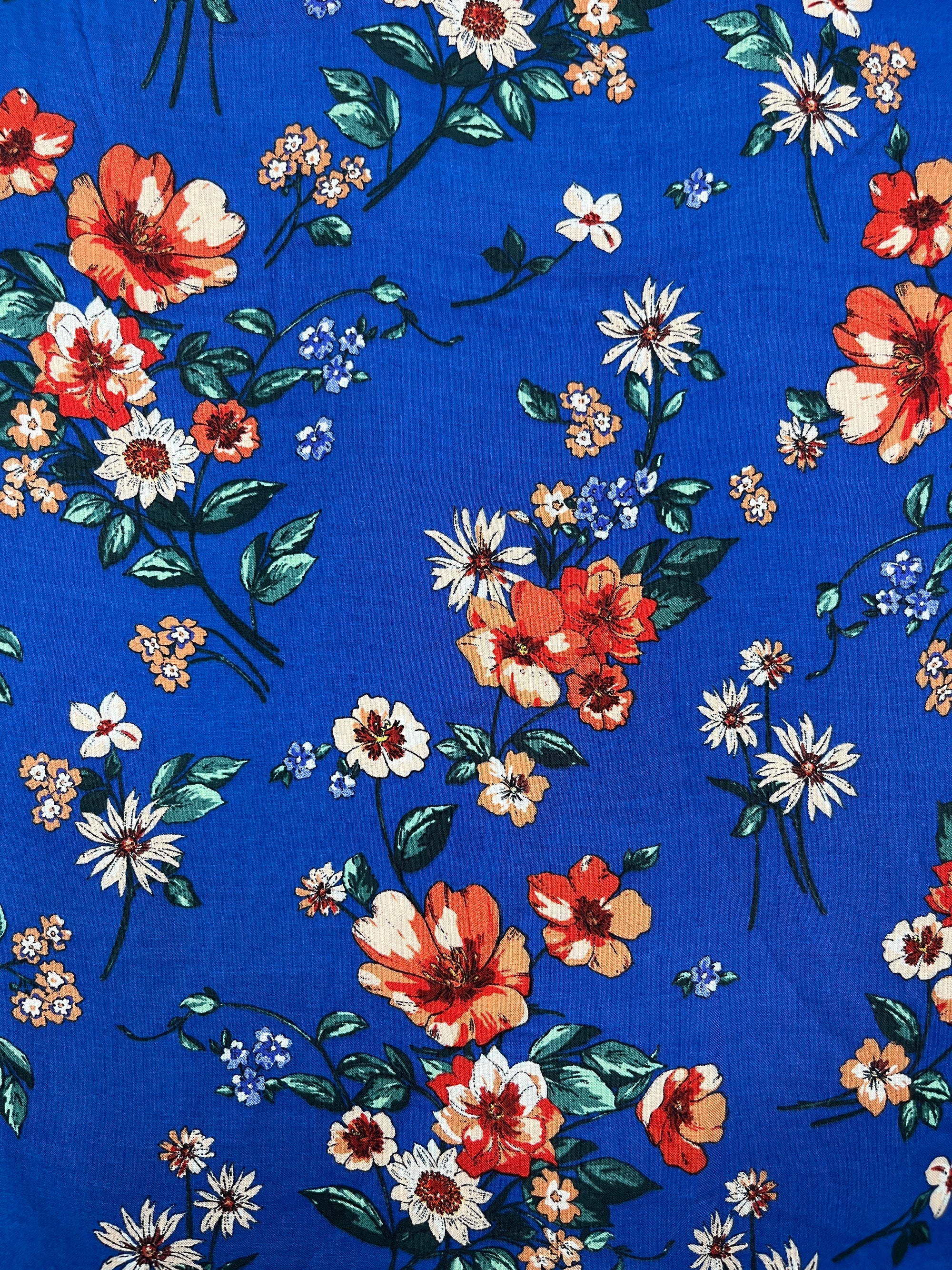 Viscose Challis - Blue Floral