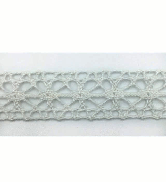 white insertion lace on a white background
