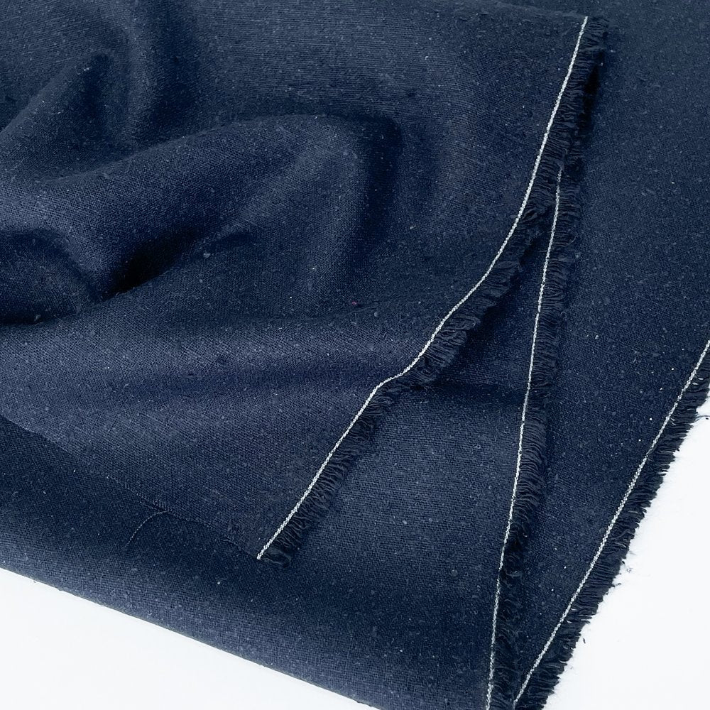 raw silk fabric in a navy color