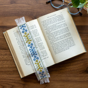 Folk Fabric Sampler White cross stitch kit