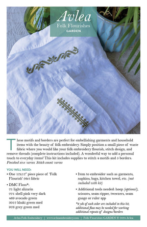 Folk Flourish Garden cross stitch folk embroidery kit