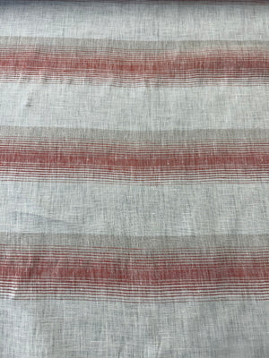 Red and white stripe linen fabric.