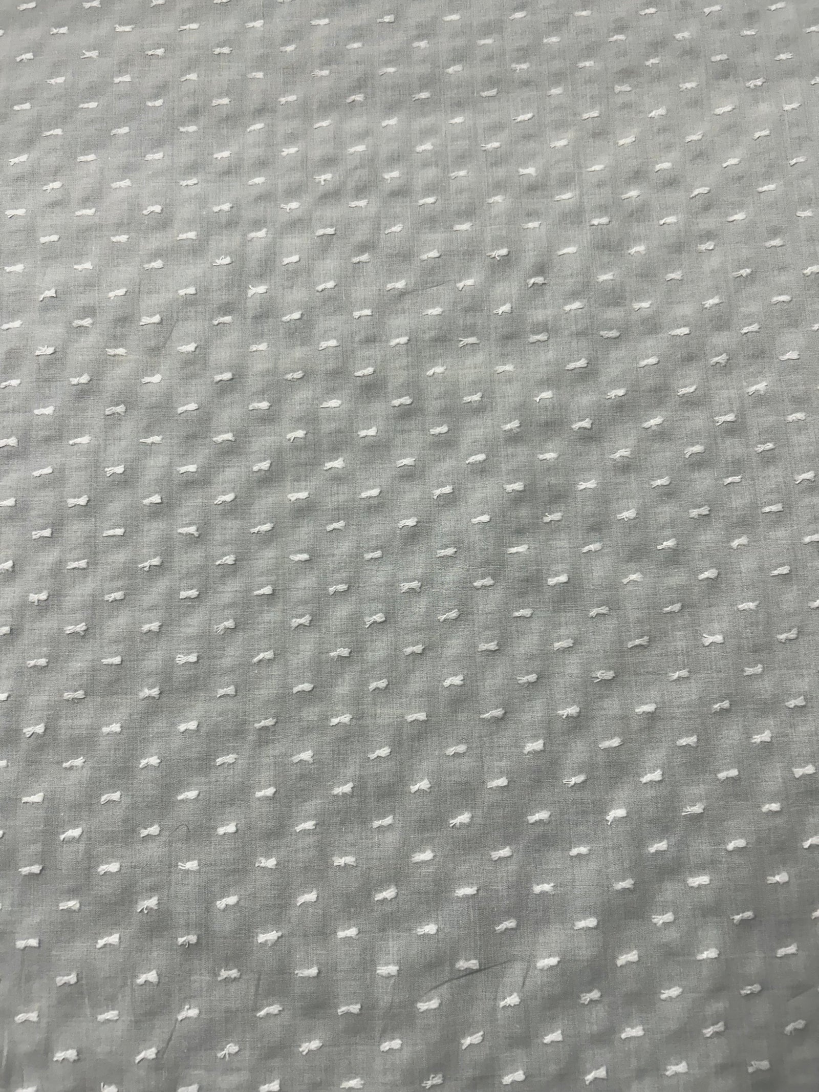 Close-up of white swiss dot fabric.with 