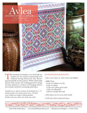 Scandinavian Sampler cross stitch folk embroidery kit