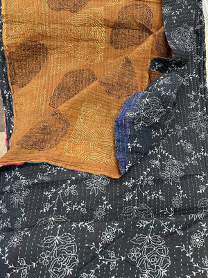 Kantha Cloth - Black Gold