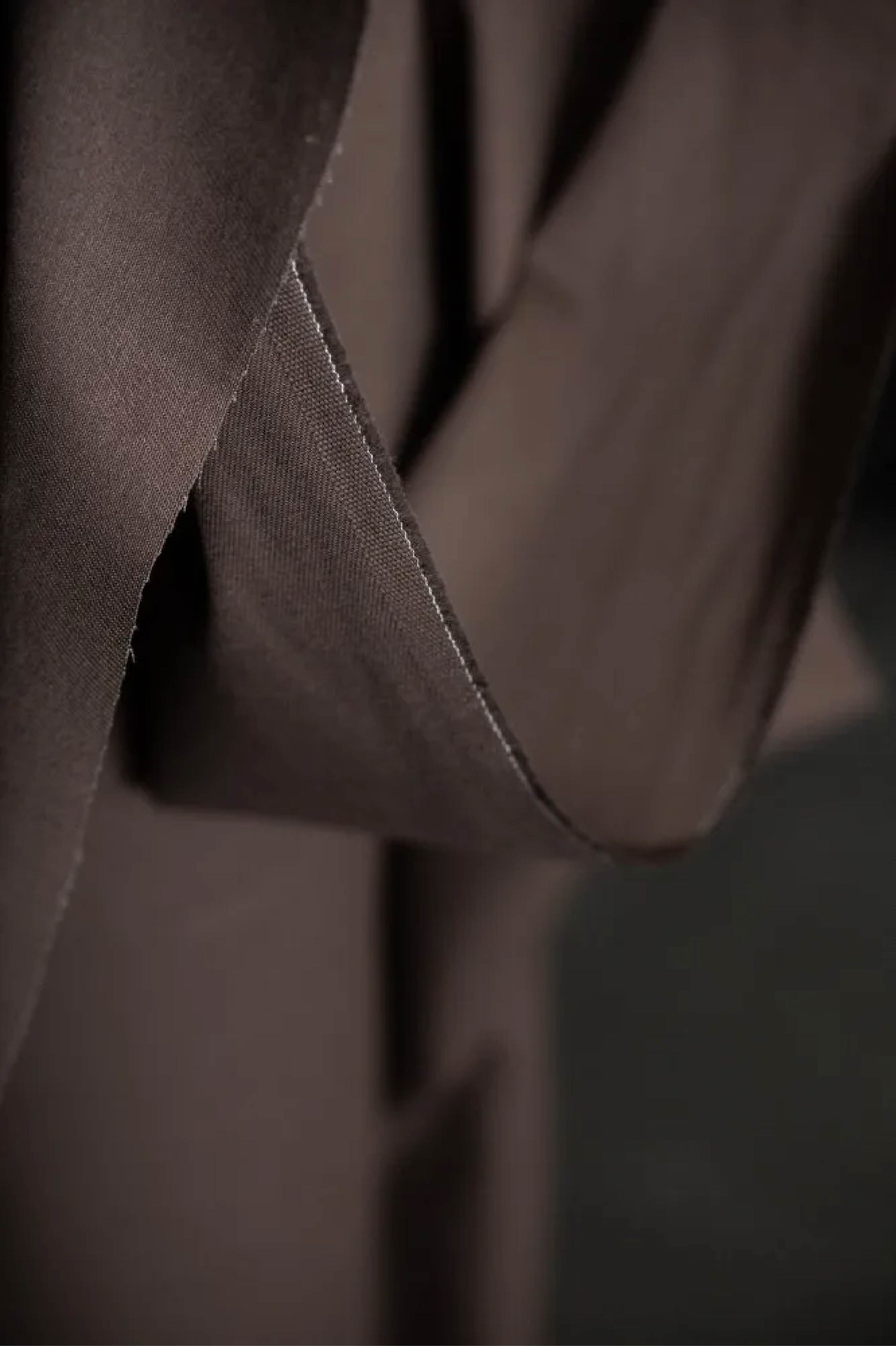 close up of brown twill fabric roll