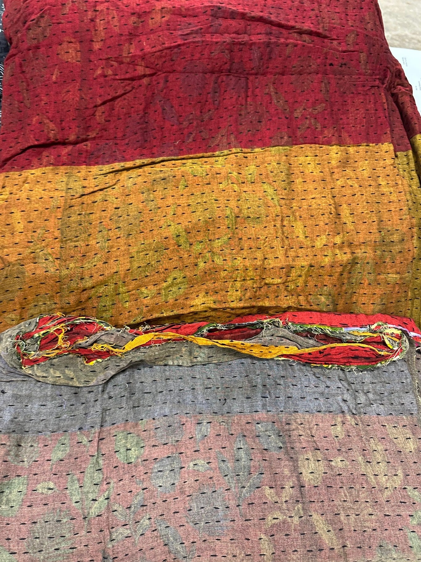 Kantha Cloth - Damask Wine