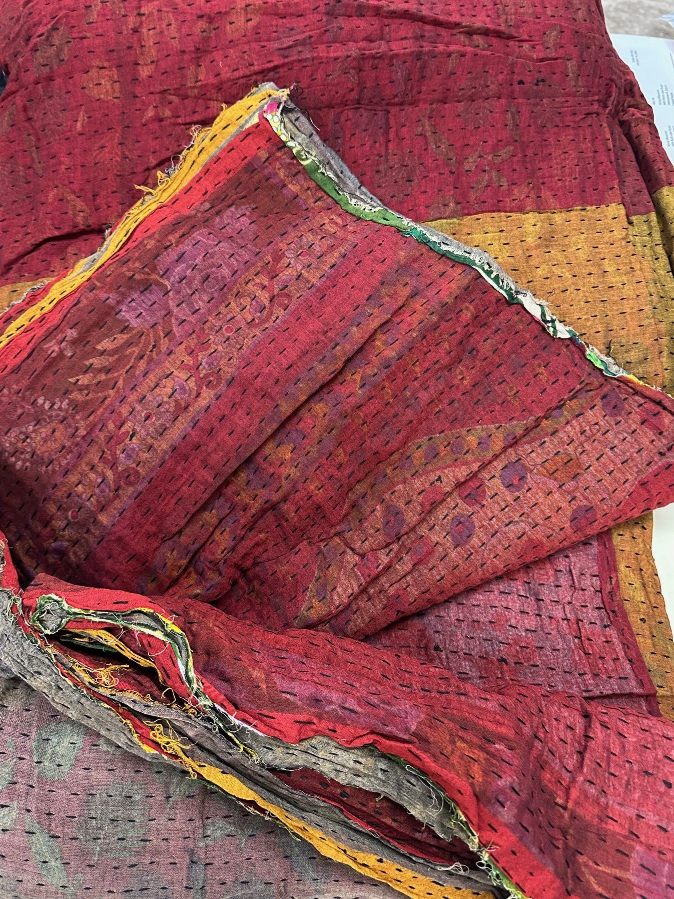Kantha Cloth - Damask Wine
