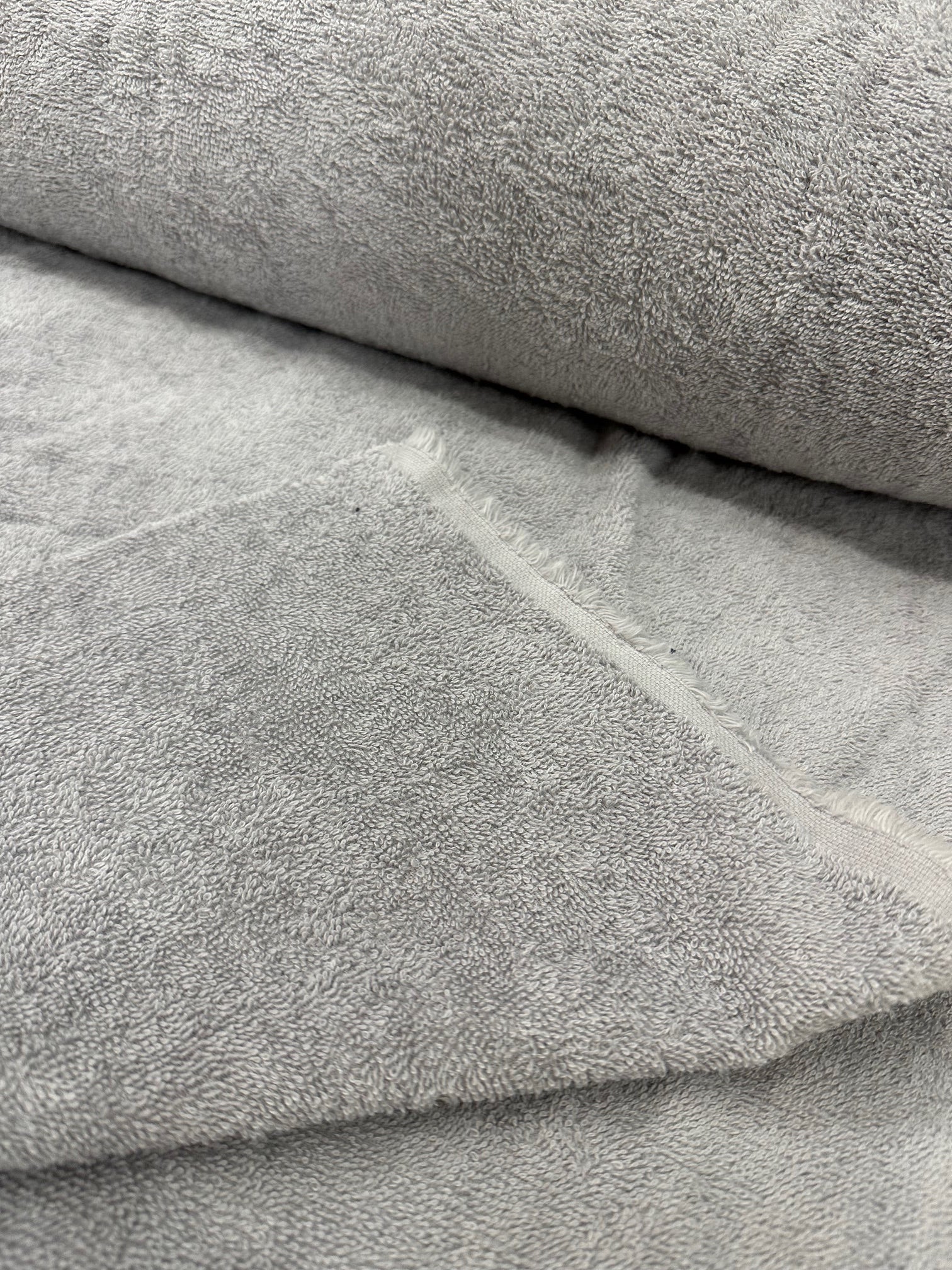 Close-up of textured gray terry fabric