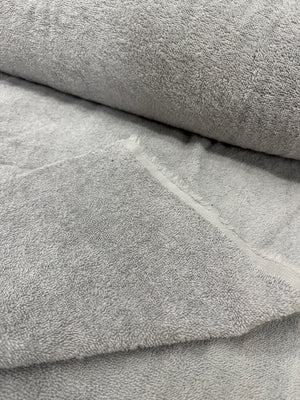 Close-up of textured gray terry fabric