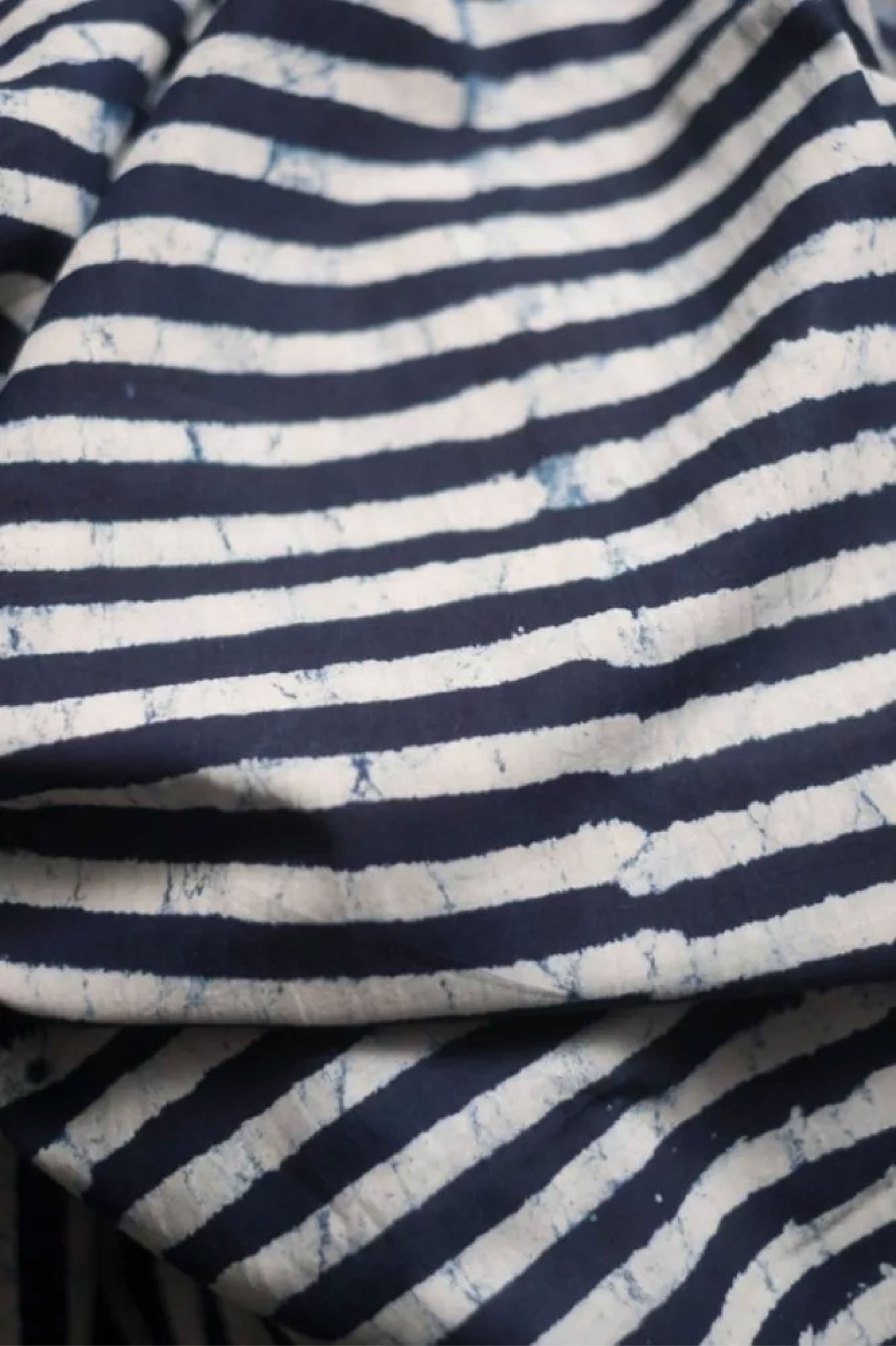 Organic Hand Block Printed Cotton - Hopscotch Indigo