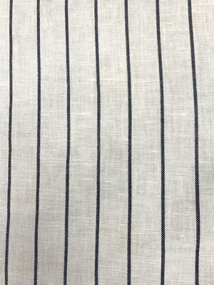 Italian Cotton/Linen blend  - White with Black Stripe