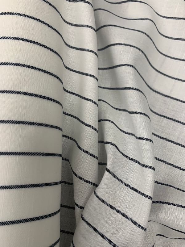 Italian Cotton/Linen blend - White with Black Stripe - Folkwear