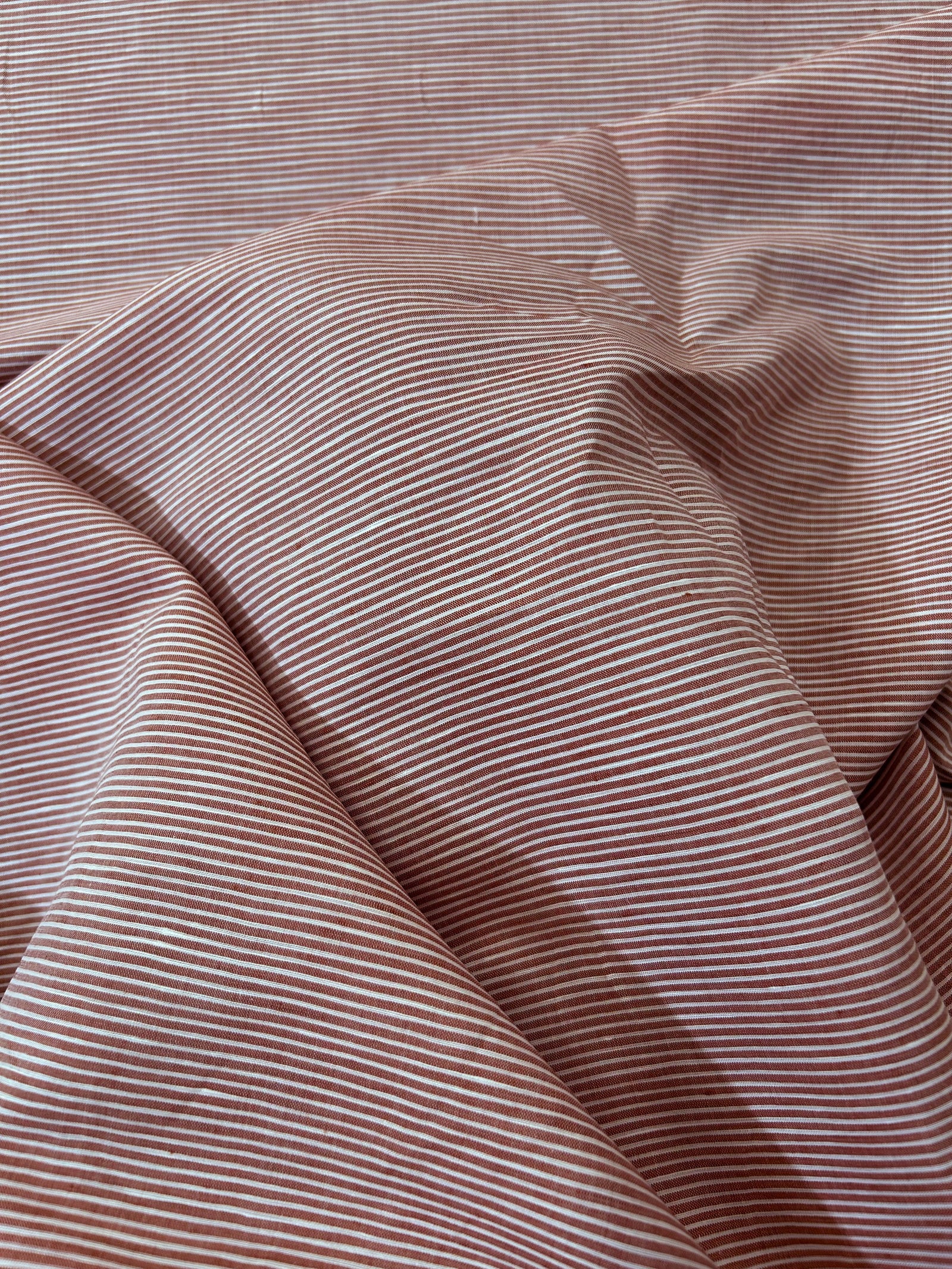 Red and white stripe linen fabric.
