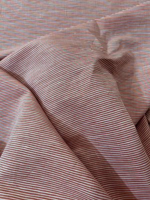 draped red and white stripe linen fabric