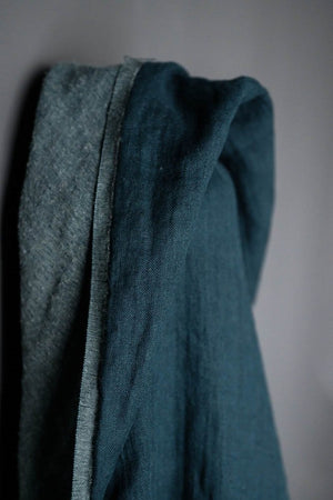 close up of wool linen blend fabric