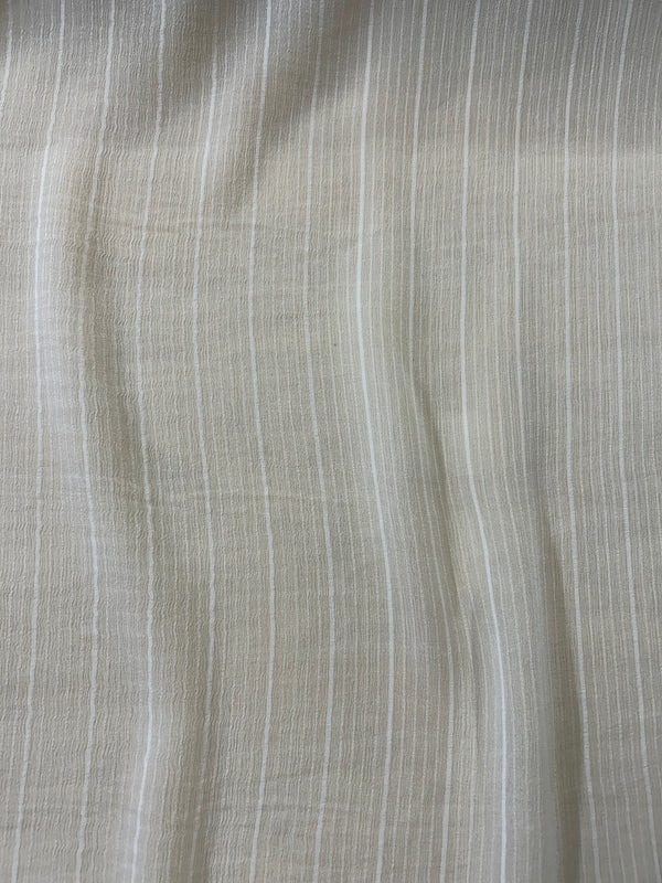 White Silk Chiffon with Multicolor Woven Fringe Triangles
