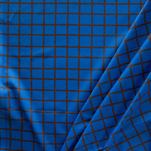 blue lawn fabric with a window pane check