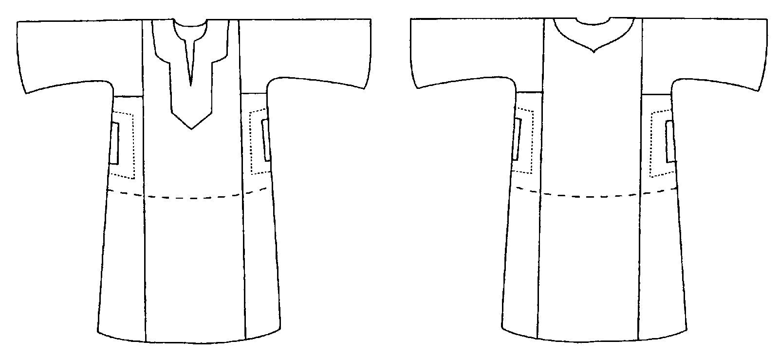 flat line drawings of front and back of 104 Egyptian shirt