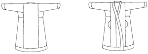 Flat line drawing of front and back view of 106 Turkish Coat