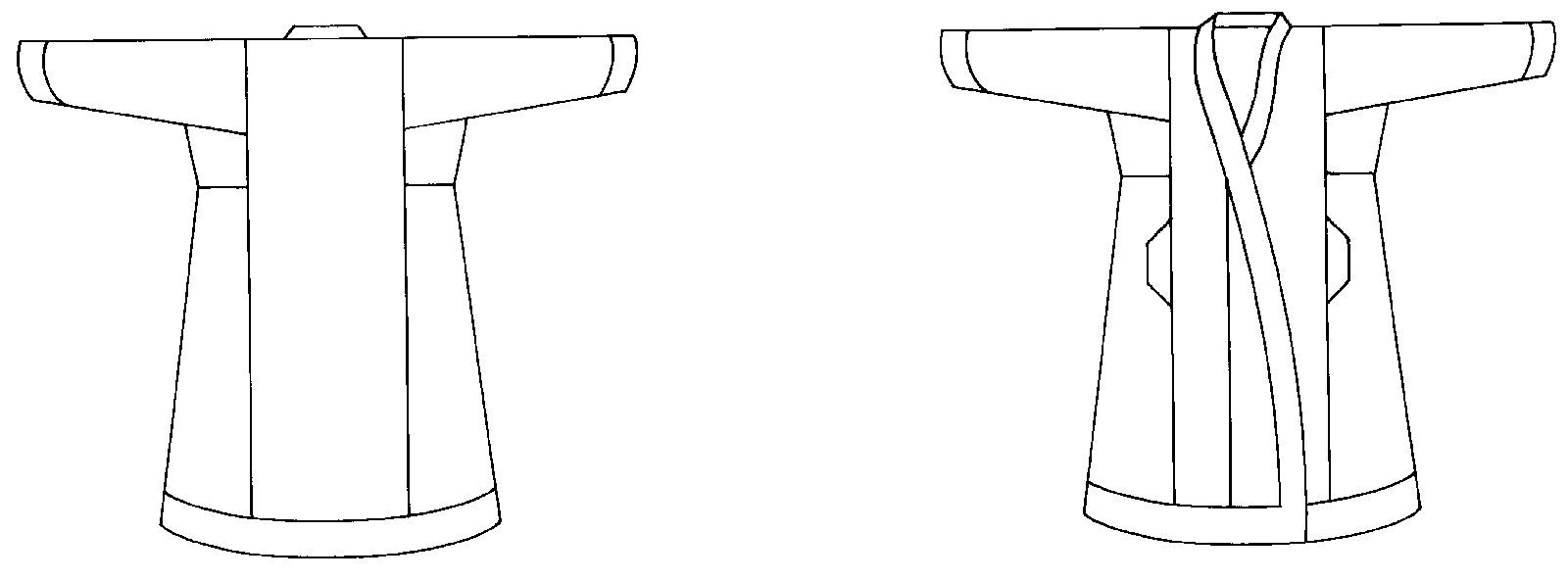 Flat line drawing of front and back view of 106 Turkish Coat