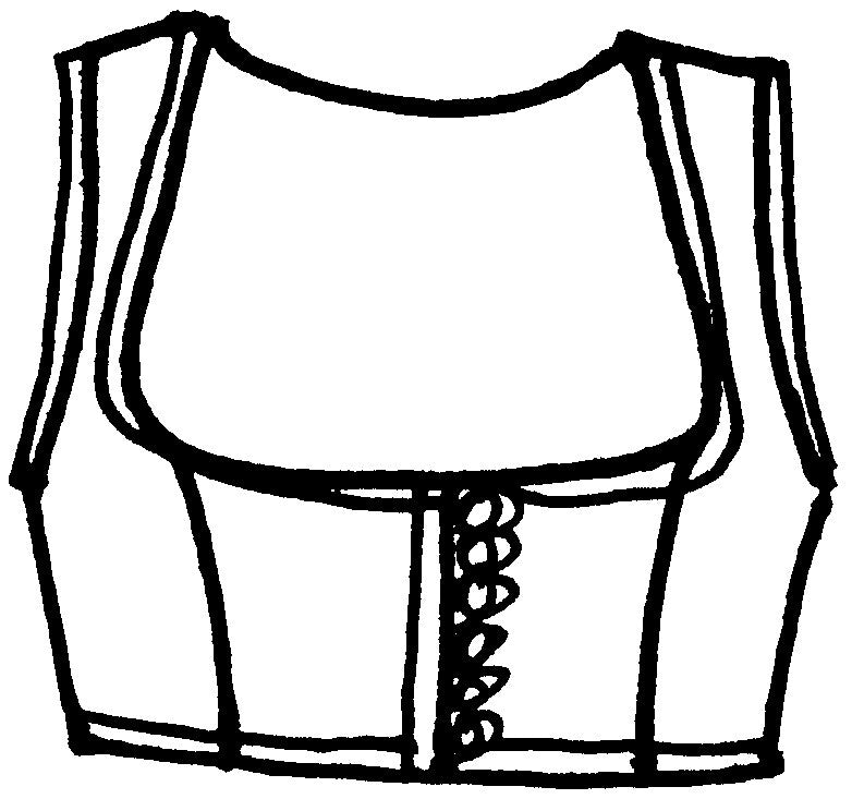 Flat line drawing of vest front view