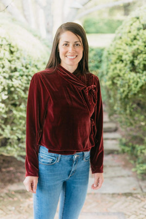 Woman standing outdoors in Nepali Blouse.  