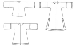 Flat line drawings of back of all three views.