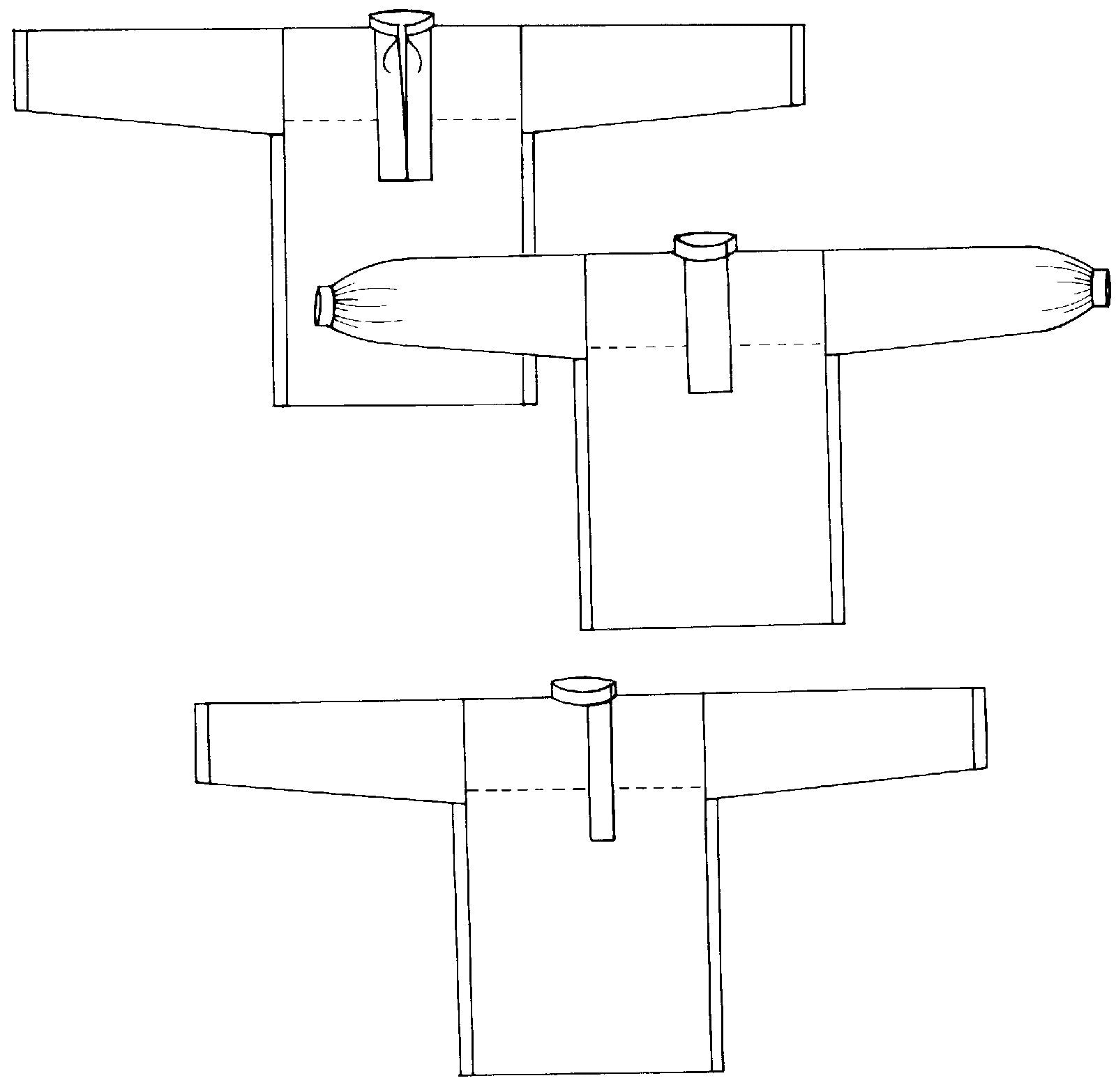 Flat line drawing of three views.