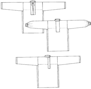 Flat line drawing of three views.