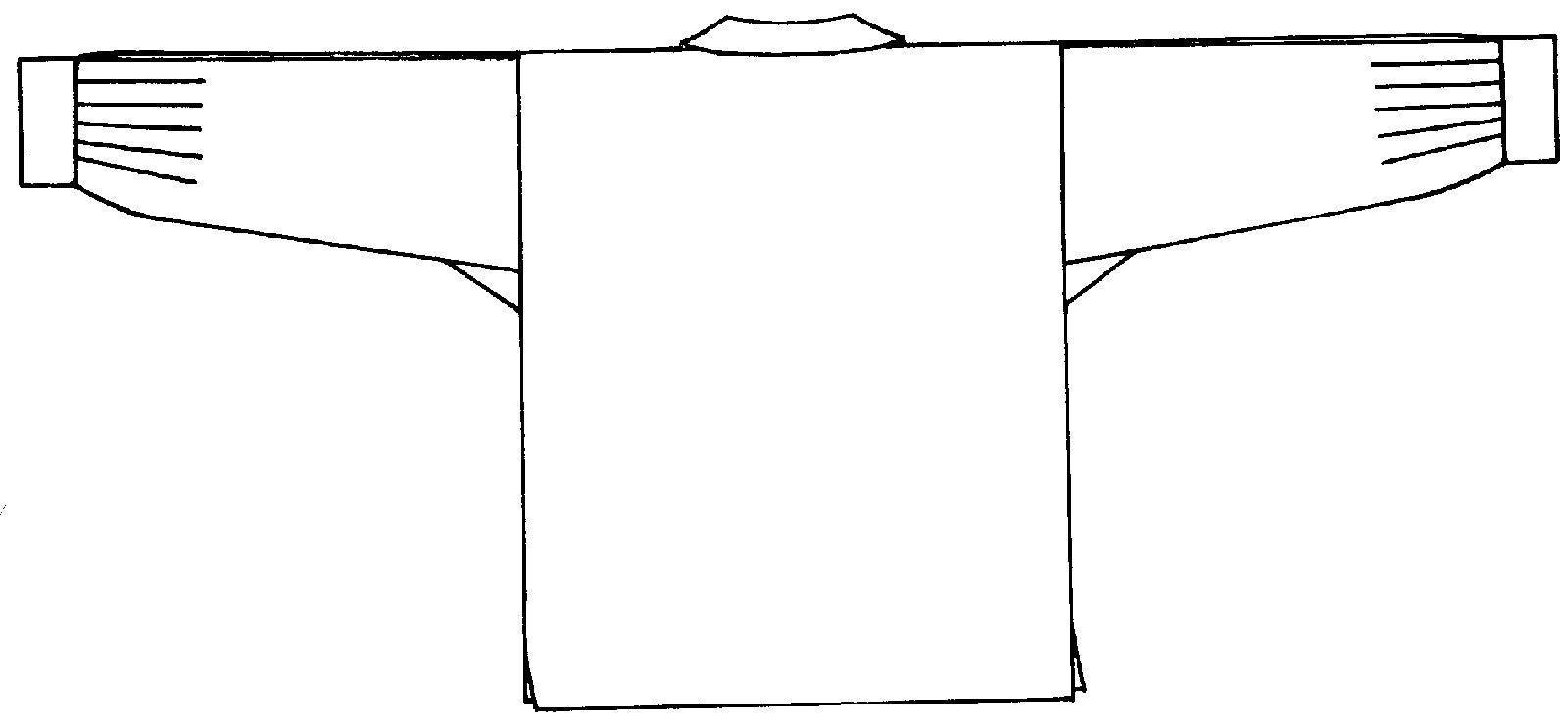 Flat line drawing of 120 Navajo blouse back view.