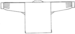 Flat line drawing of 120 Navajo blouse back view.