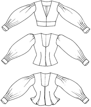 Flat line drawings of three views fronts.
