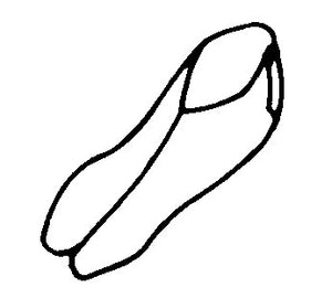 Flat line drawing of Tabi sock top view.