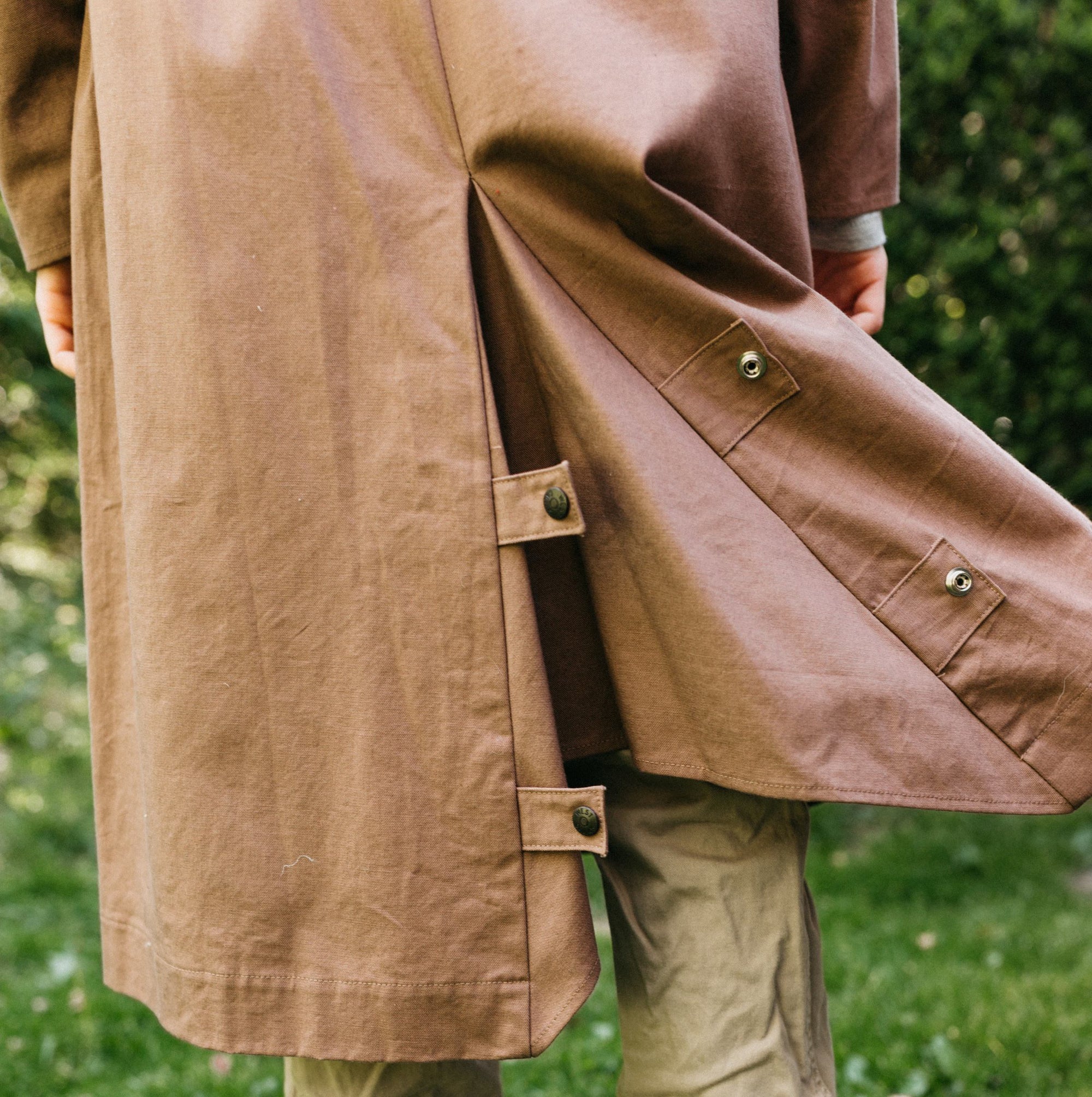 Close up of fantail in back of Drover's Coat.