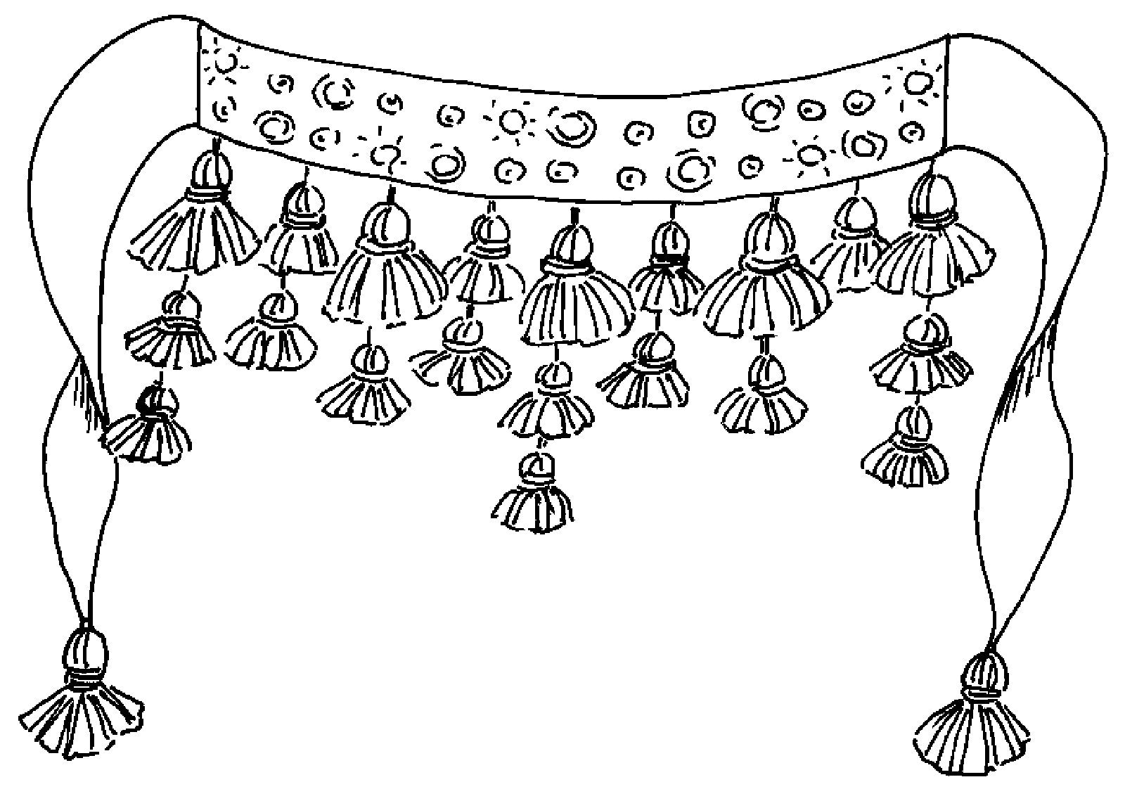 Flat line drawing of tassel Belt