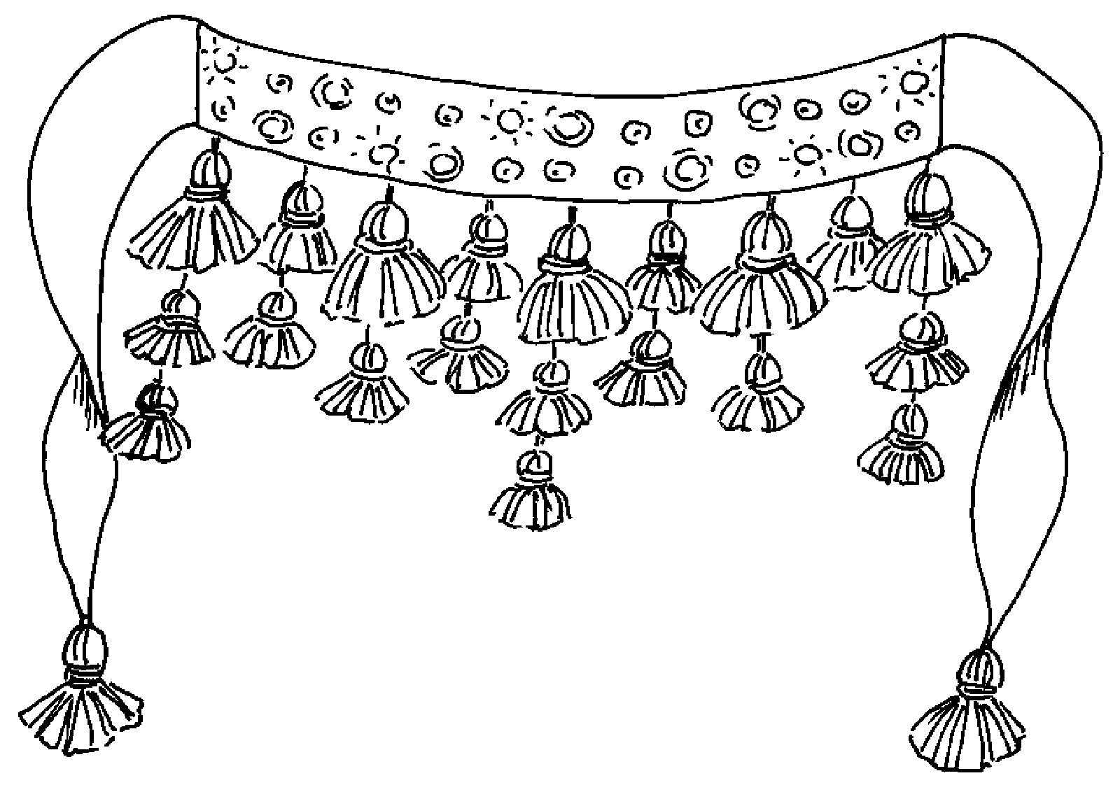 Flat line drawing of tassel Belt