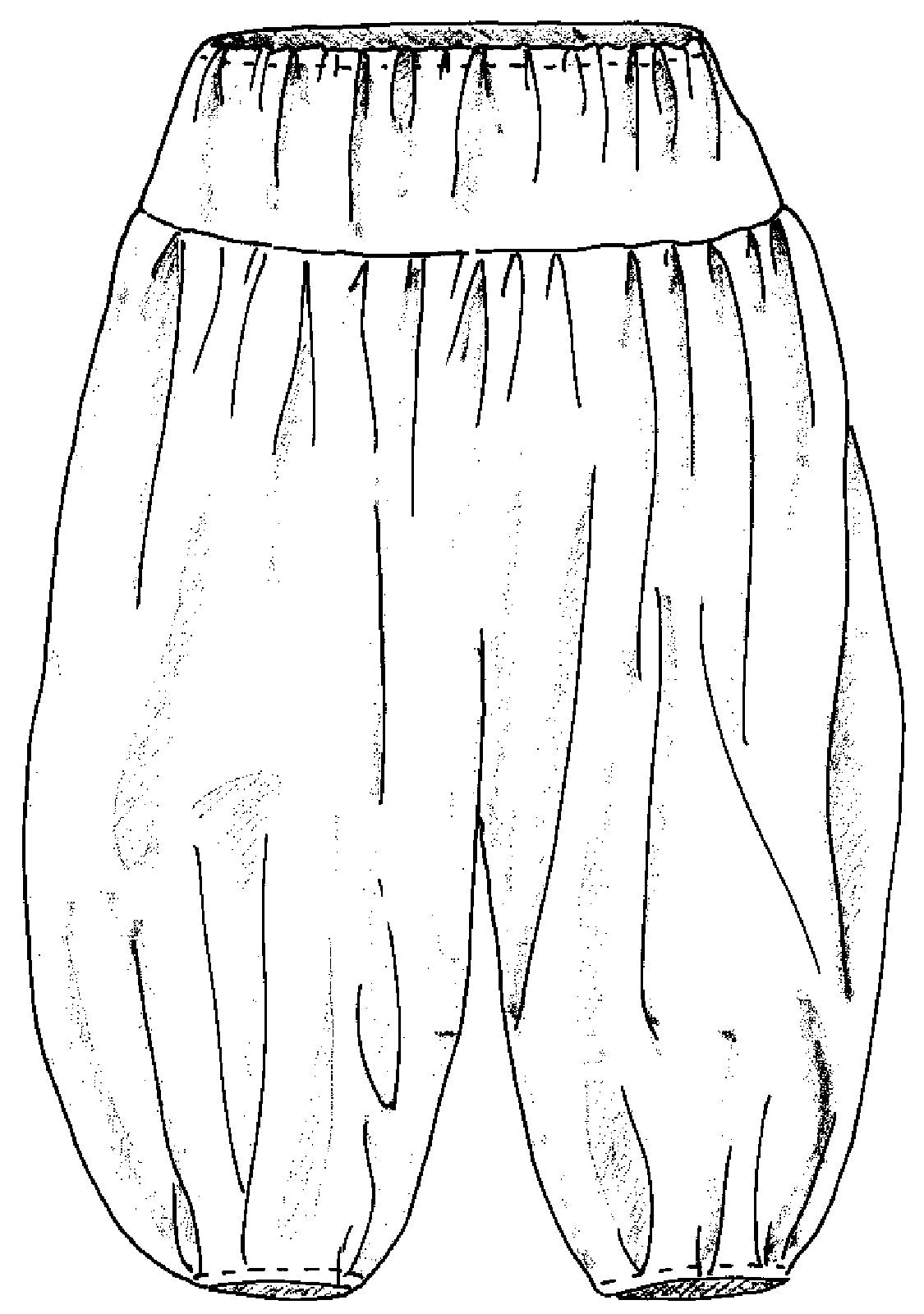 Flat line drawing of pantaloons