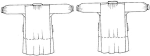 Black and white patter drawing of front and back view of 148 Black forest smock. 