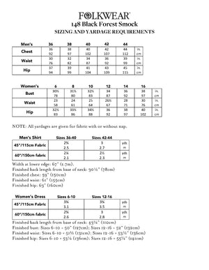 Smock Sizing 148 Black Forest Smock - Folkwear