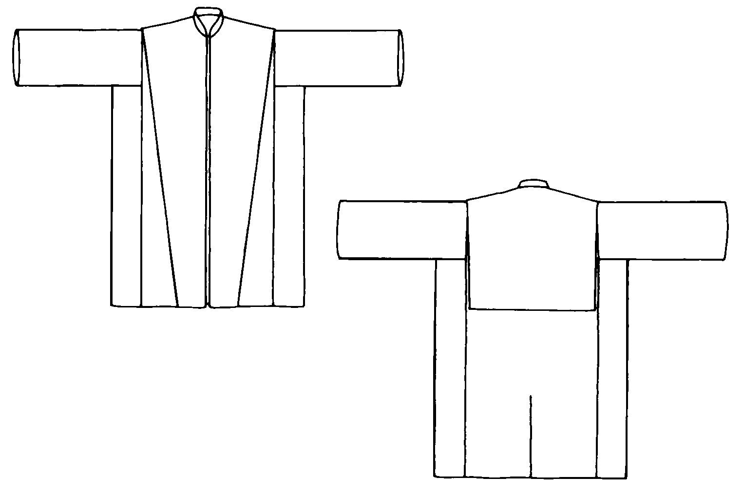 Flat line drawings of view a front view a and b and back of view A