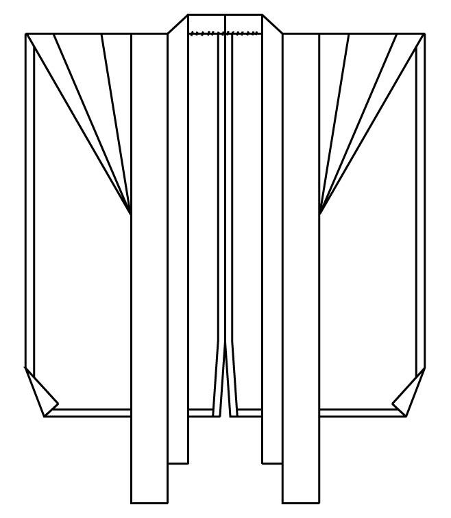 Flat line drawing of Kataginu