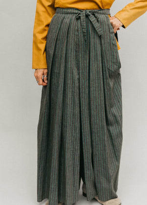 Close up photo of the Hakama pants on model