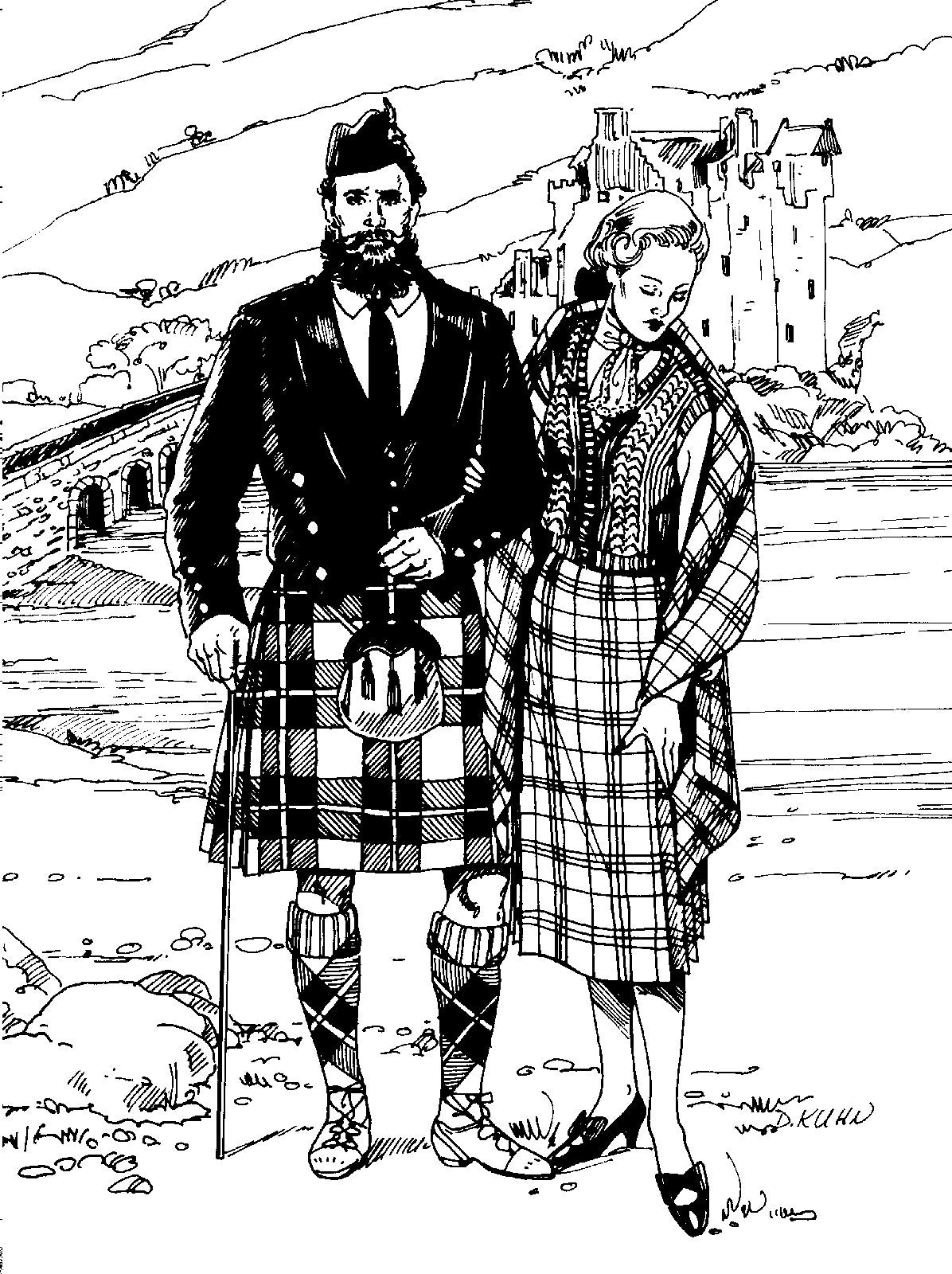 Photo of a young woman standing outdoors wearing the kilt skirt.